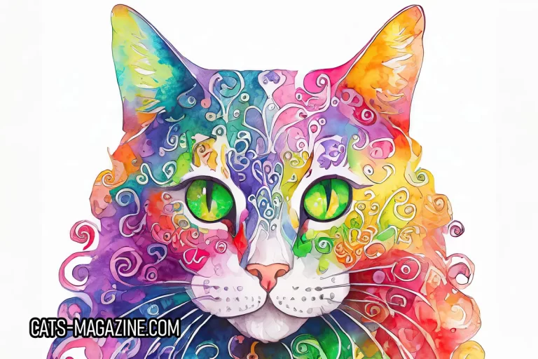 Vibrant Rainbow Cat Art for Cat Lovers