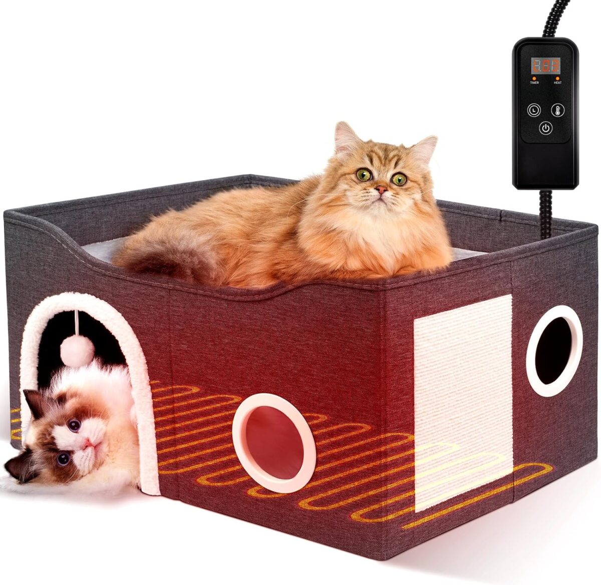 Heated Cat House with Adjustable Temperature