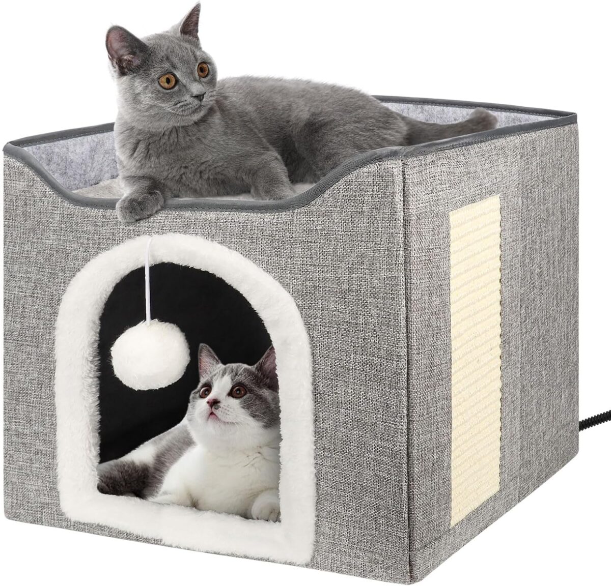 Foldable Heated Cat Bed with Removable Pad