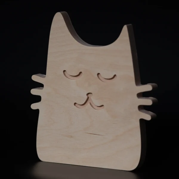 Small wooden cat decor warm grain Small handmade wooden cat decor with warm grain